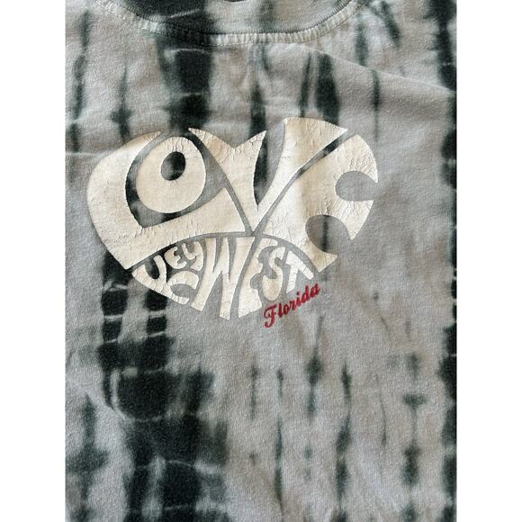VTG Y2K Tie Dyed Women’s T-Shirt Black Heart Love Key West Florida Boho Casual L - Picture 3 of 8